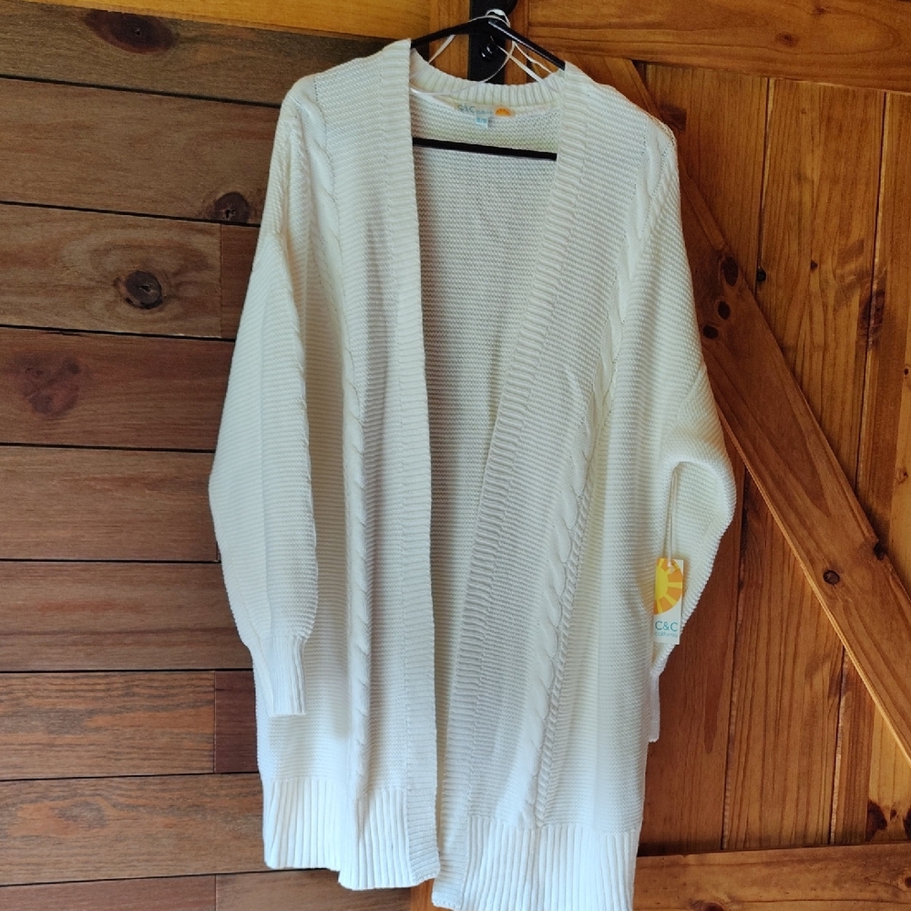 C&C California White Cardigan Sweater